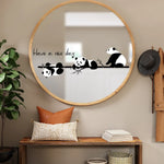 autocollant mural illustration pandas dessin animé have nice day noir blanc