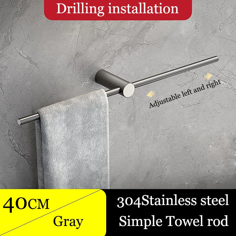 porte serviettes mural noir argenté moderne minimaliste lisse brillant vis fixations incluses