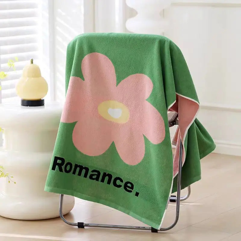 serviette bain coton jaune vert papillons fleurs moderne absorbante douce grandes dimensions