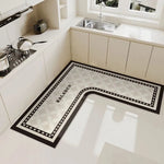 tapis sol moderne minimaliste gris clair noir motif géométrique adhésif durable polyester vinyle