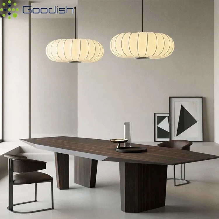 lampe suspendue moderne blanche rayures horizontales salon restaurant led 40cm 50cm