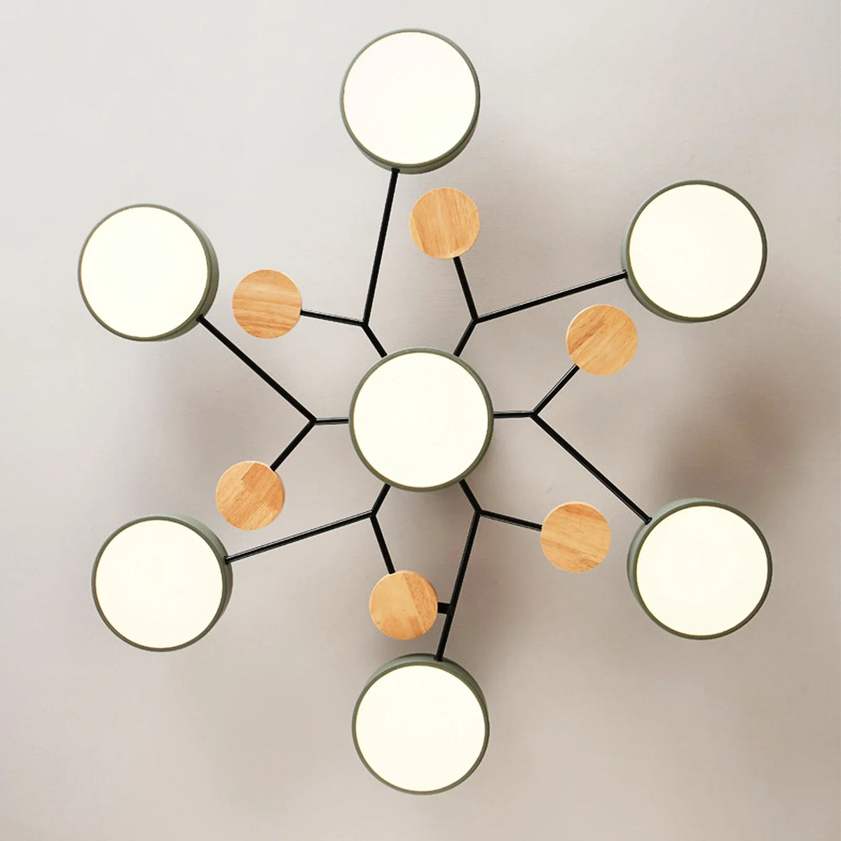 lampe suspension moderne noir bois gris vert circulaire relief scandinave