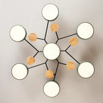 lampe suspension moderne noir bois gris vert circulaire relief scandinave