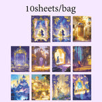 autocollants décoration cartes postales motifs féeriques paysages personnages scrapbooking bricolage opaques