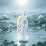 statue geisha blanche sculpture zen decoration intérieure artisanale ornement blanc plastique classique 13cm