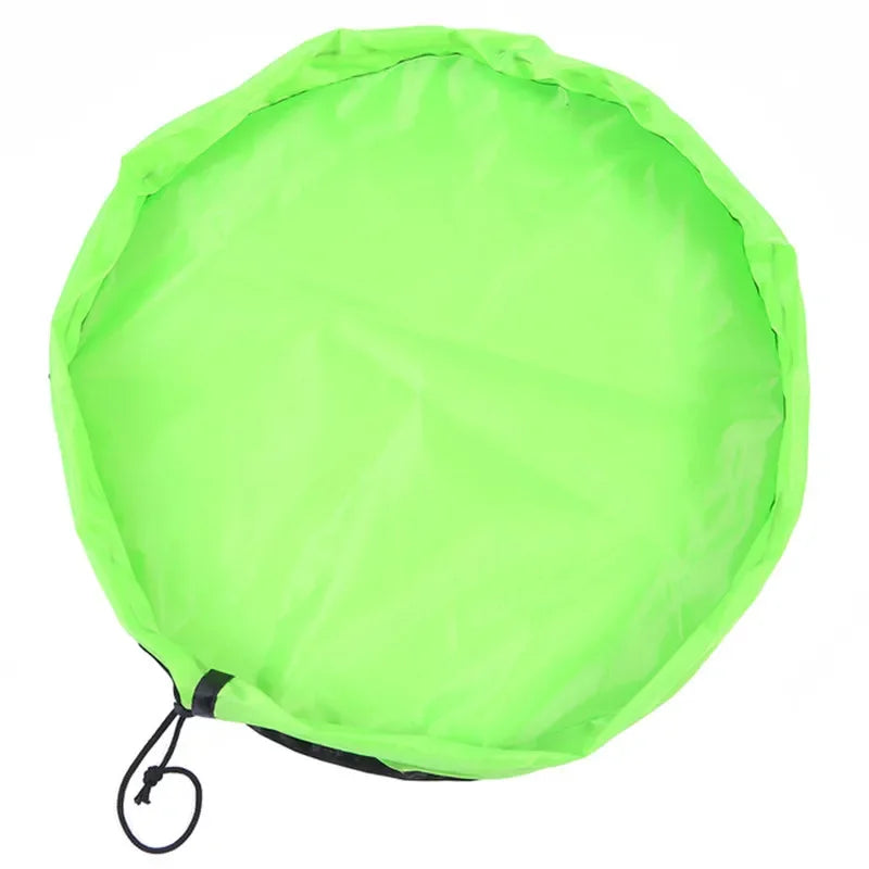 sac rangement pliable bleu rose moderne ø150cm ø50cm tissu uni opaque multifonctionnel salon