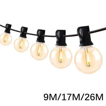 guirlande lumineuse extérieure blanc chaud boules transparentes vintage clips 9m 14m 16.5m 26m dimmable