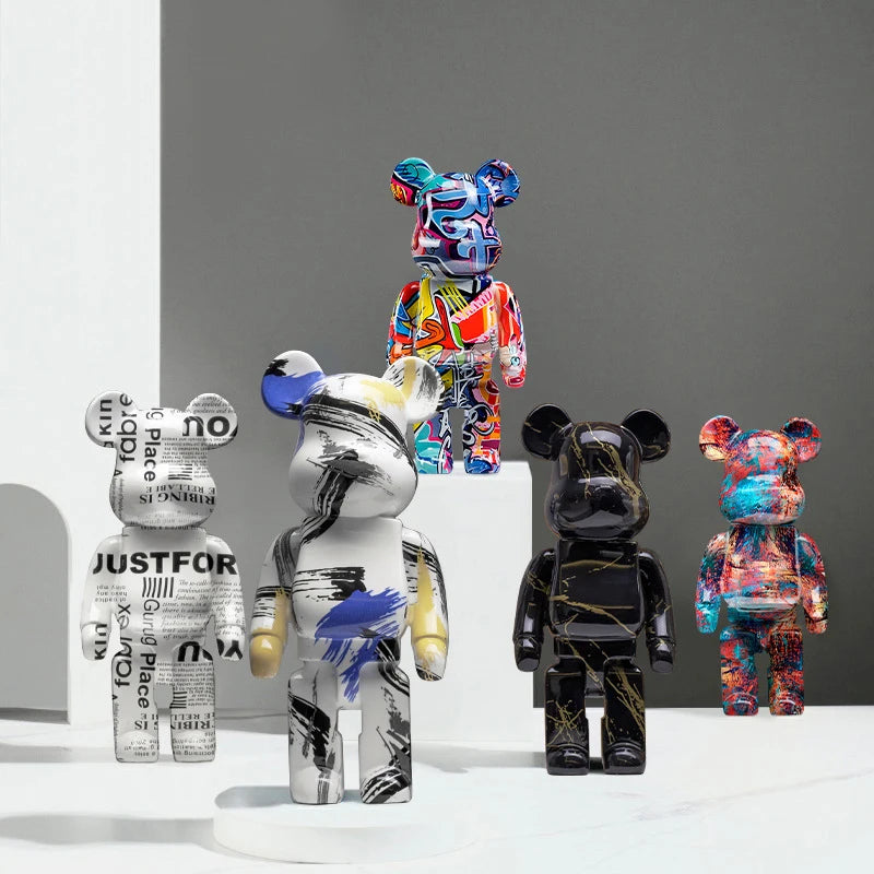 figurine ours multicolore graffiti résine contemporaine décoration intérieur table chambre erotique