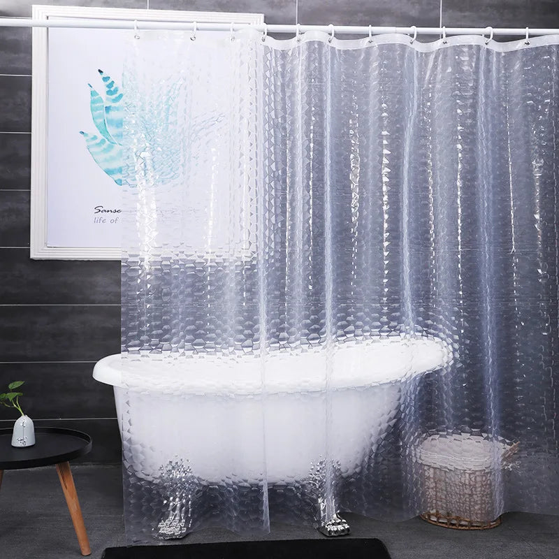 rideau douche transparent géométrique moderne métalliques anti moisissure peva 200x180cm