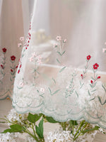 rideau polyester brodé floral transparent classique cuisine fenetre blanc rouge vert
