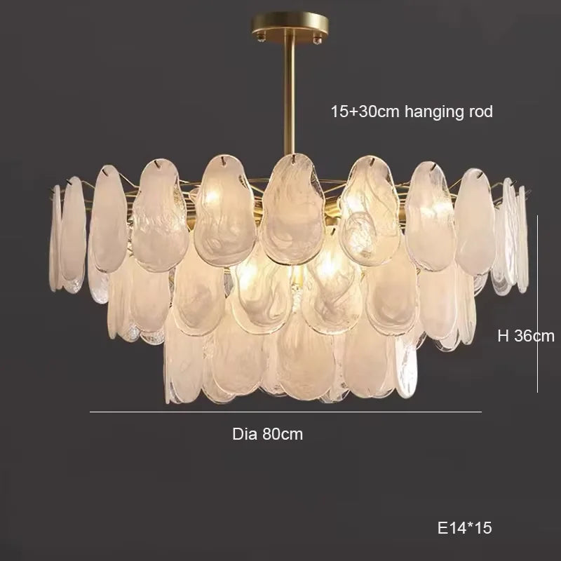 lampe suspendue transparente dorée organique moderne élégante ondulée translucide ampoules led intégrées cuisine salon