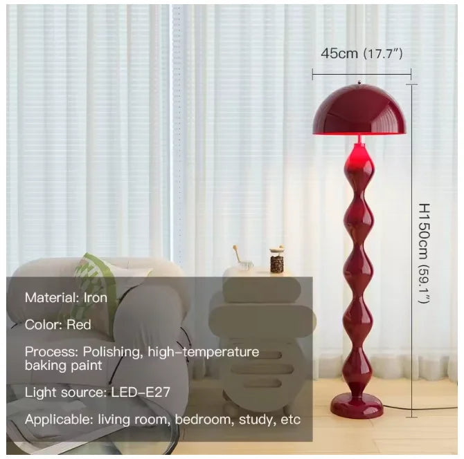 lampe sol moderne spirale verte rouge blanche grise bleue noire fer résine