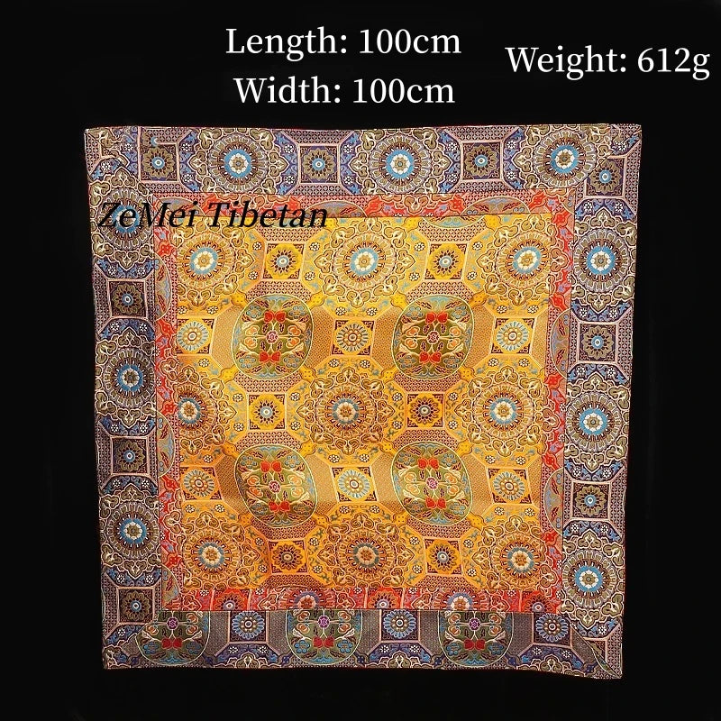 écharpe ethnique motifs floraux couleurs vives texture satinée traditionnelle 100x100cm
