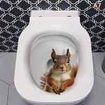 cache wc blanc animaux 3d adhésif ecureuil chat papillons