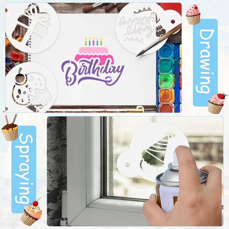 stencils cuisine blanc motifs célébration moderne adhésif anniversaire décoration murale peinture main