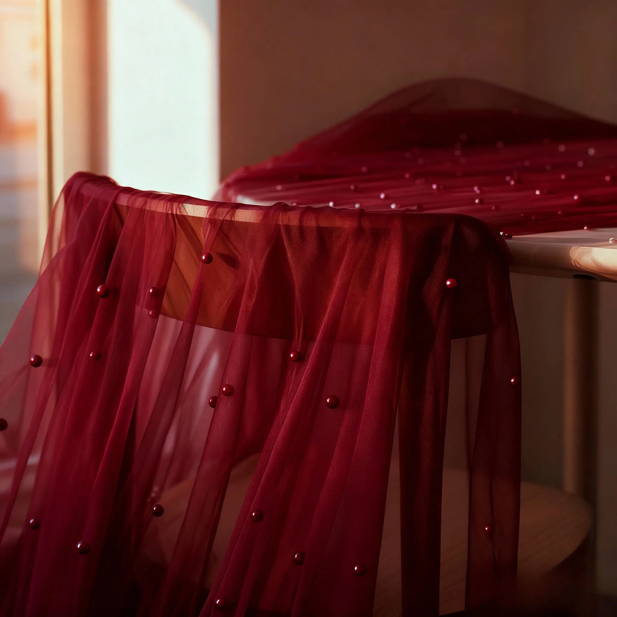 ruban décoratif rouge bordeaux élégant mariage fête noël translucent erotique festive