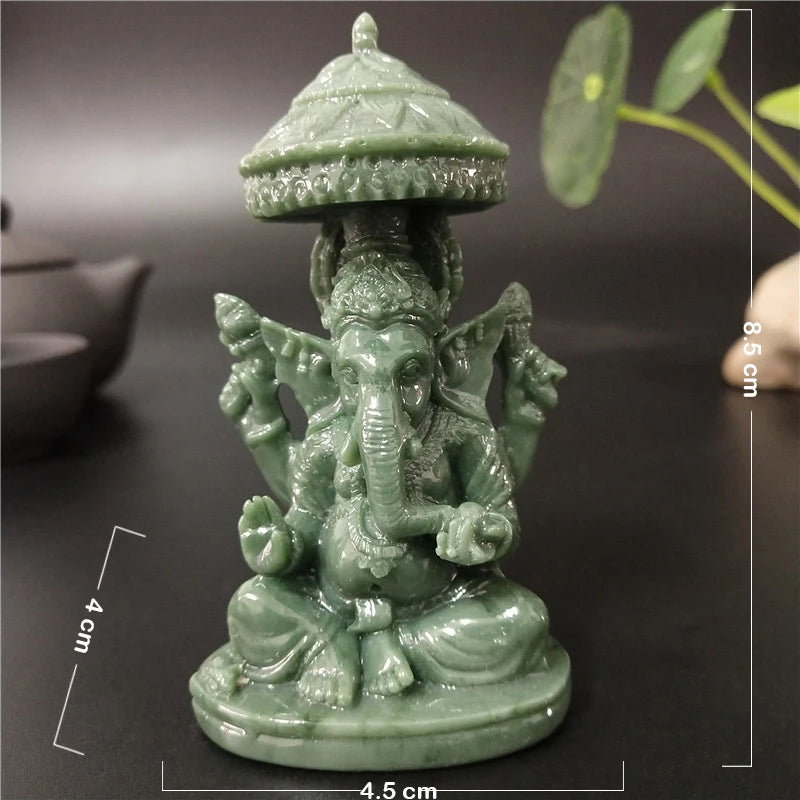 statue ganesha dorée résine ornements complexes décoration intérieure artisanale traditionnelle bouddhiste éléphant multiple bras