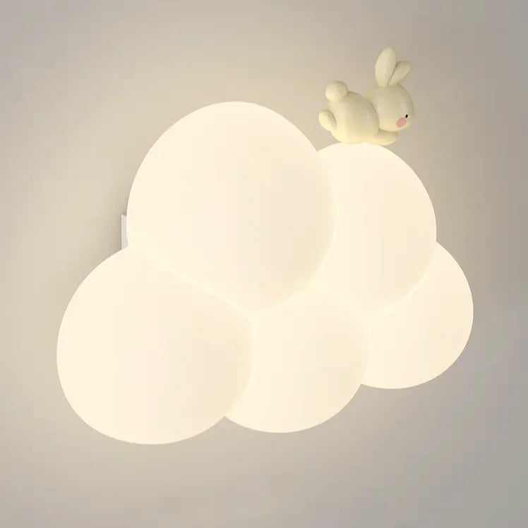 lampe murale nuage animaux blanc moderne enfant figurines souris singe lapin led