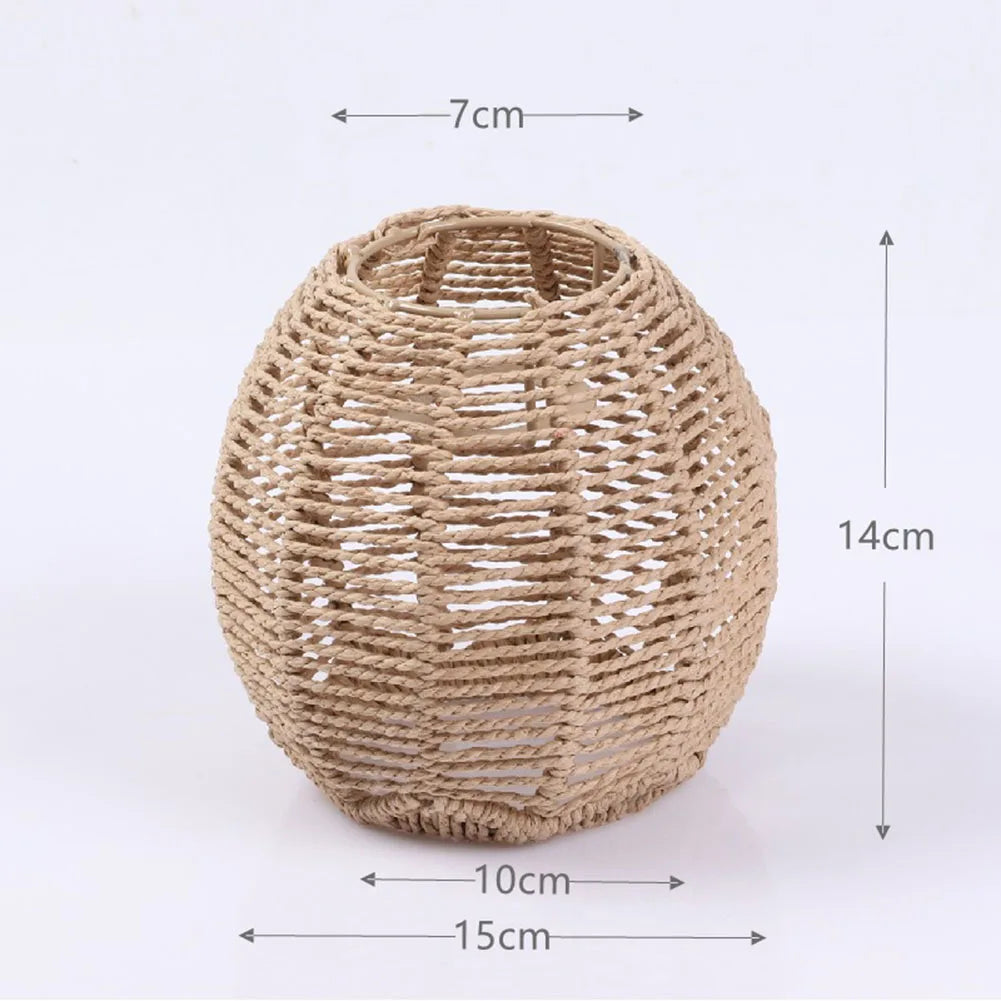 abat jour tissé motifs géométriques boho beige clair anneaux métalliques opaques salon chambre