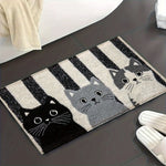 tapis moderne imperméable noir gris blanc chatons rayures extérieur salon chambre coucher