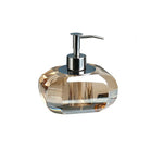 distributeur savon liquide bouteille lotion verre cristal transparent rayures horizontales moderne élégant respectueux environnement