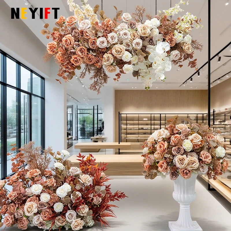 décoration extérieure mariage bouquet artificiel roses feuilles classique romantique soie couleur personnalisable