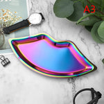 plateau bijoux moderne or argent cuivre bague parfum montre lunettes élégant rangement iridescent