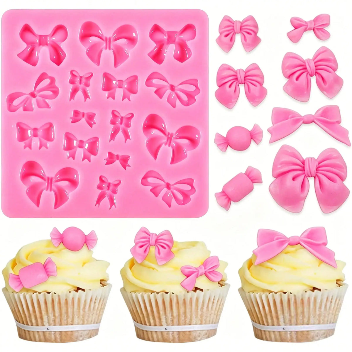 moule silicone nœuds papillon gâteaux cupcakes decoration rose créative cuisine ecofriendly