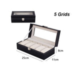 boîte rangement cuir noir montres bijoux élégante boutons fermeture moderne