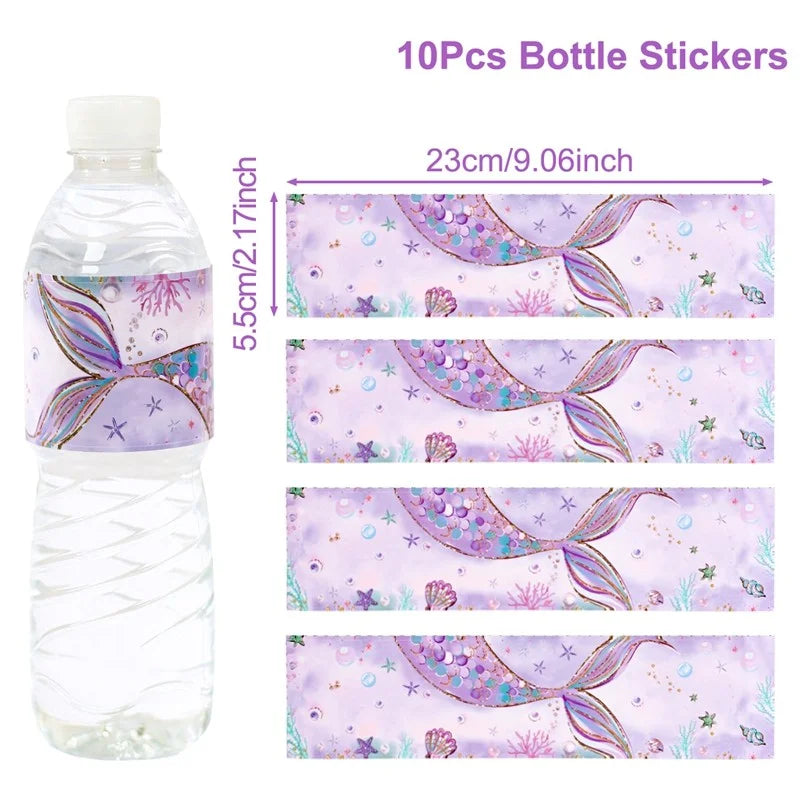 supports gâteaux sirène thème océan couleurs violette bleu verte rose figurines poissons coraux