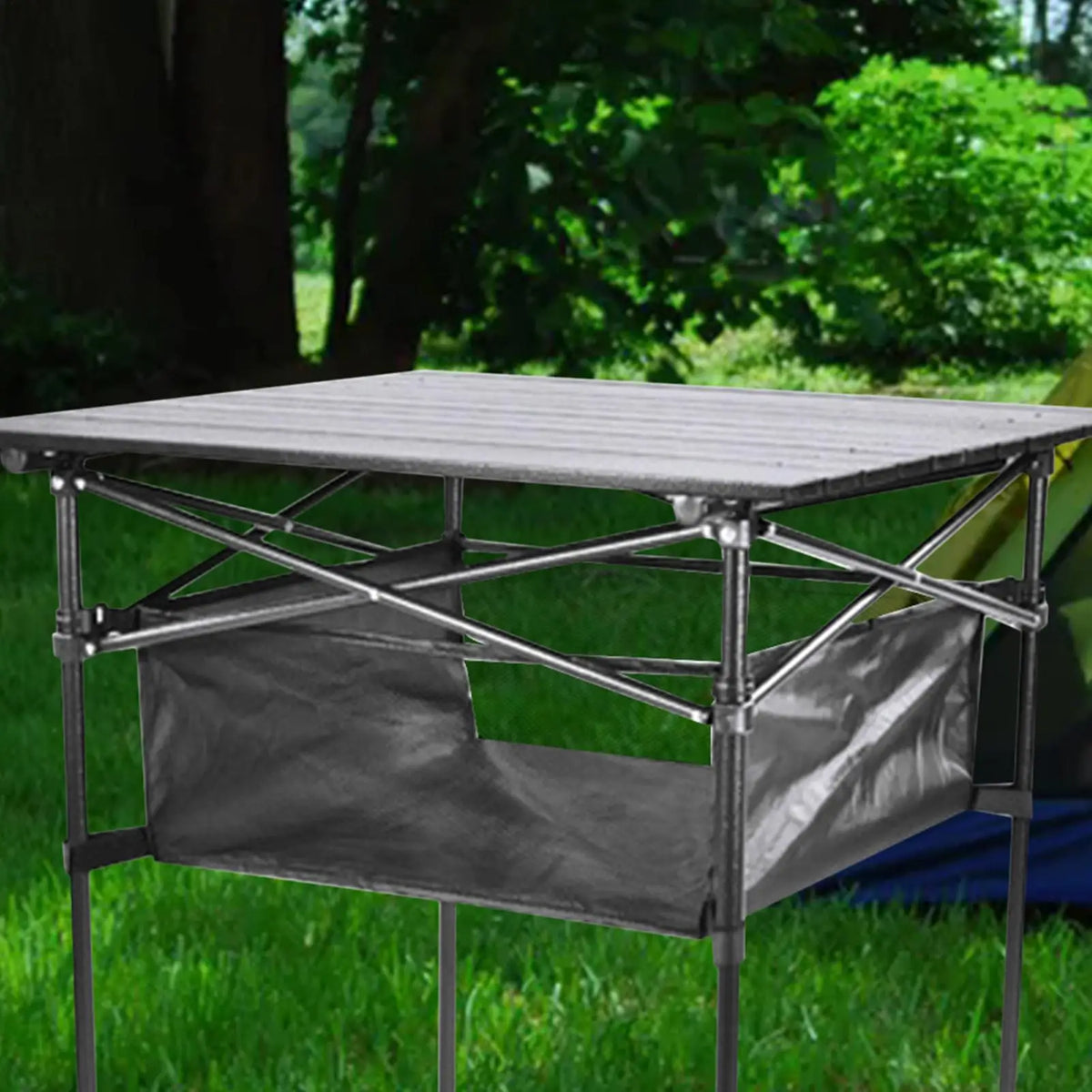 sac rangement table pliante noir grille maille moderne sortie plein air organisateur affaires gris