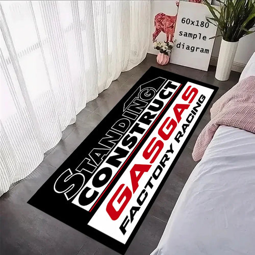 tapis garage moto décoratif antidérapant moderne sport noir blanc rouge bleu maison