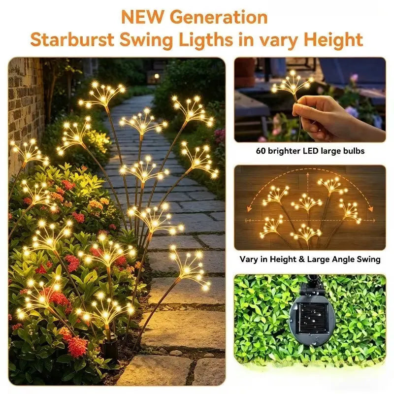 guirlande lumineuse solaire étoiles feuilles moderne blanc chaud multicoloreextérieur patio jardin allée