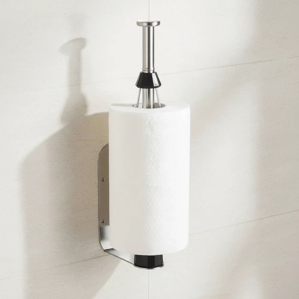 porte rouleau papier cuisine moderne acier inoxydable argenté noir blanc fixations murales meubles