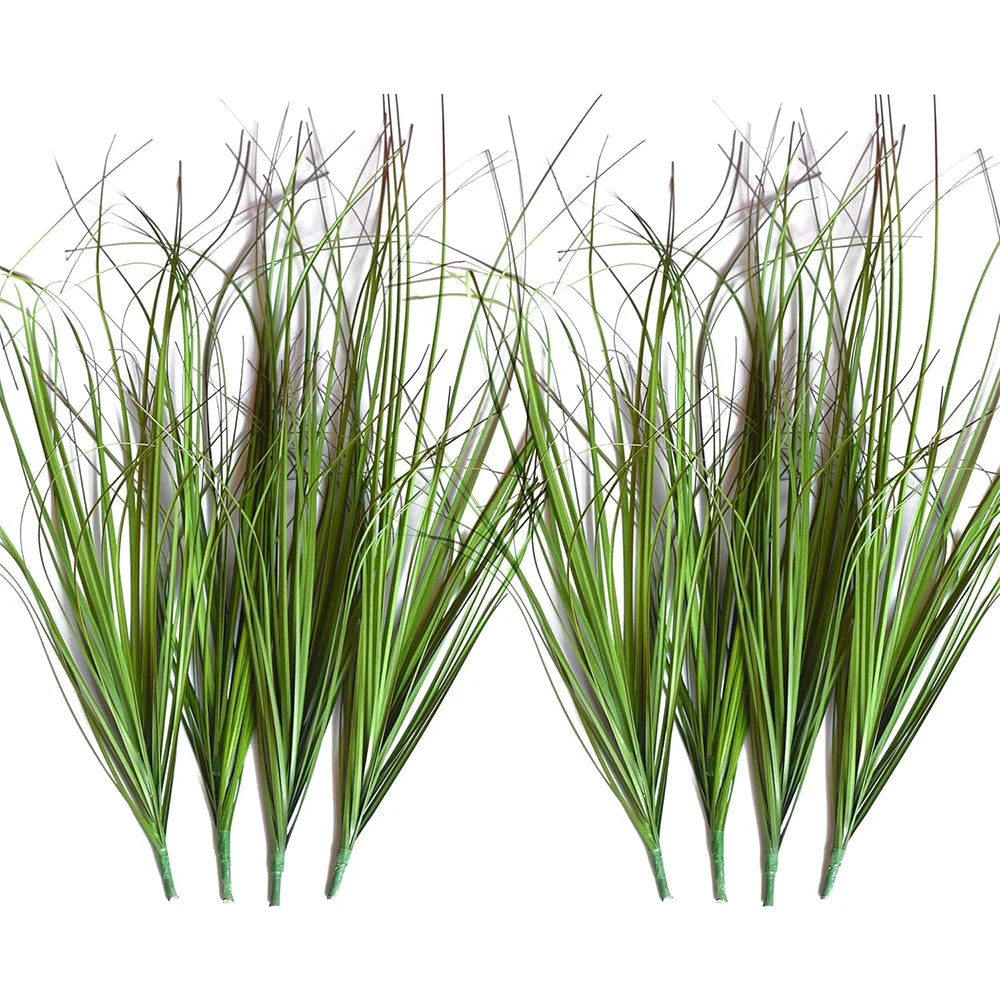 plantes artificielles vertes longues feuilles fines moderne minimaliste décoration extérieure accrochées pot blanc ornement