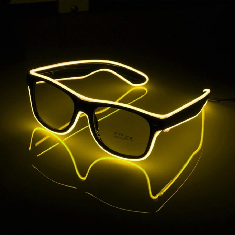lunettes soleil lumineuses clignotantes filament led occasion fête moderne couleurs vives variées