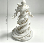 statue spirale vent fantôme noir blanc argenté artisanal main sculpté détails floraux base fantaisie