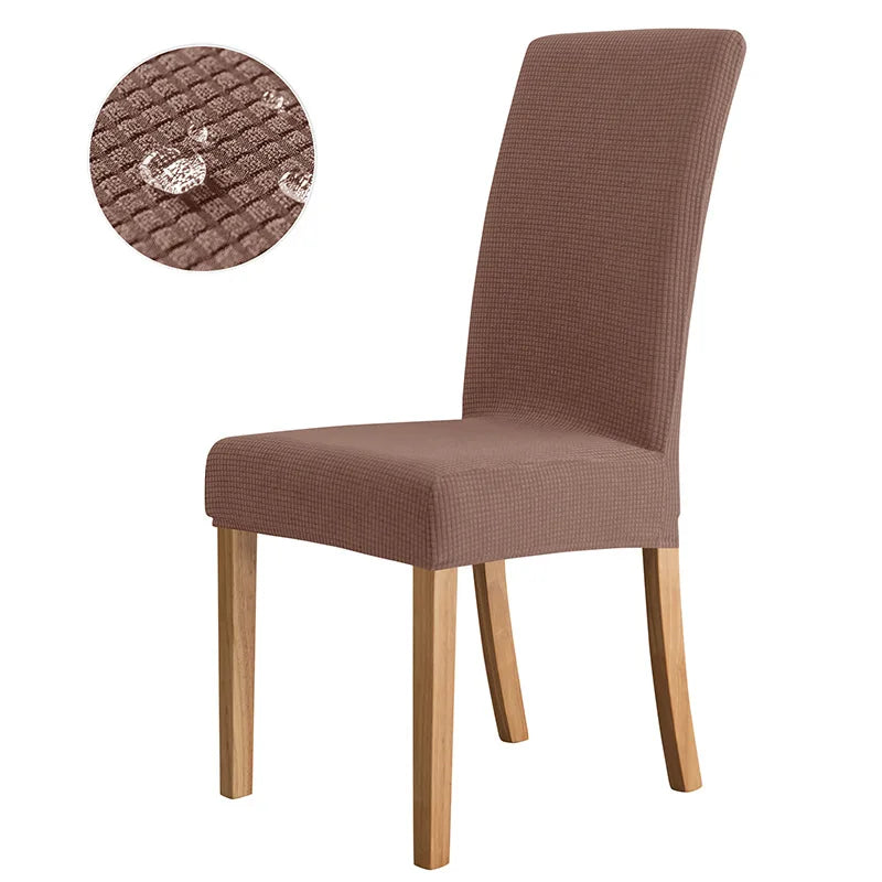 Housse chaise moderne gris foncé rayures horizontales élastique imperméable polyester