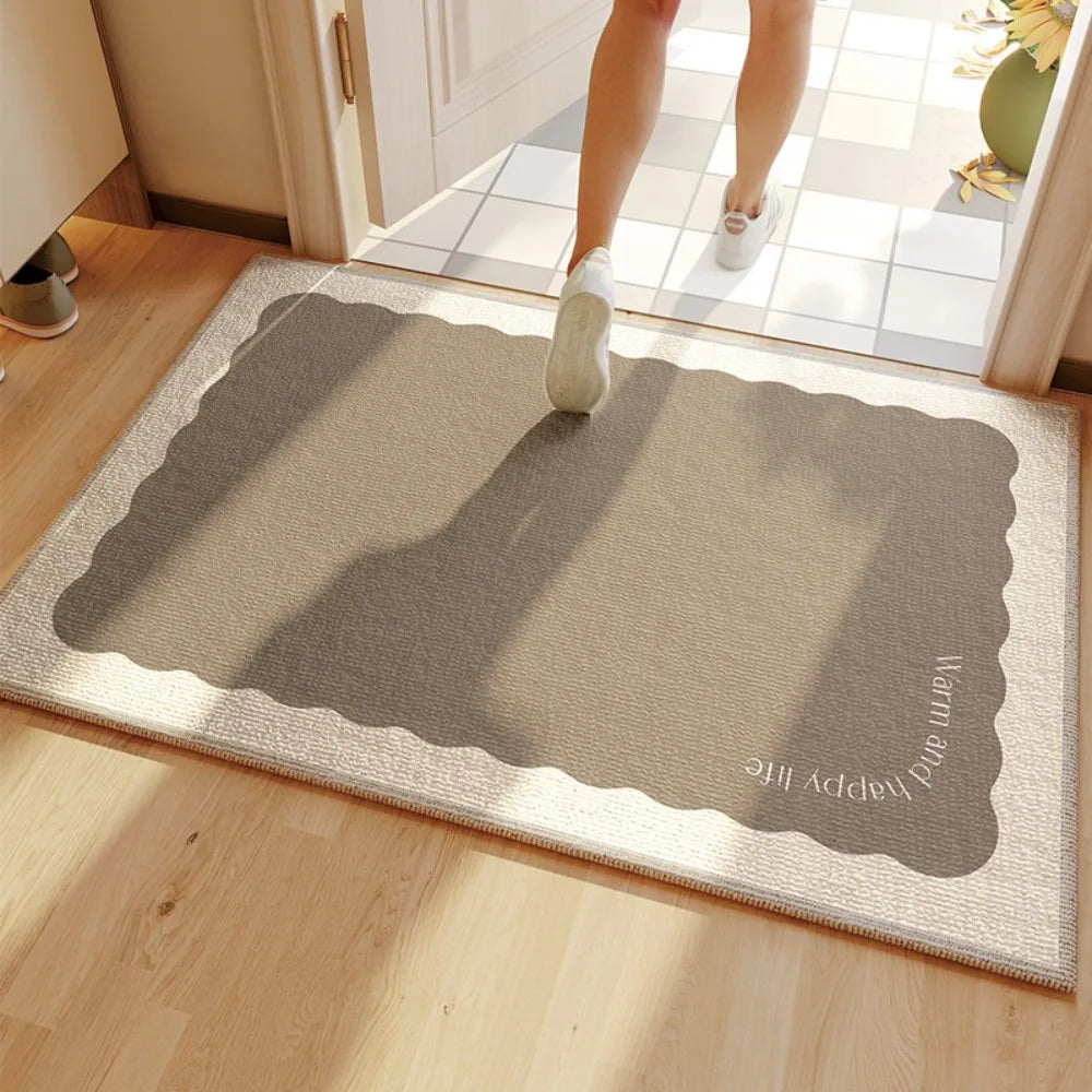tapis moderne antidérapant jaune beige vert gris lavable machine texture velours cristal