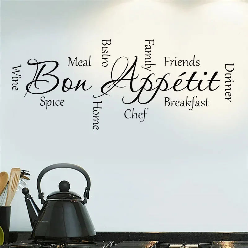 Sticker Bon Appétit sur carrelage cuisine