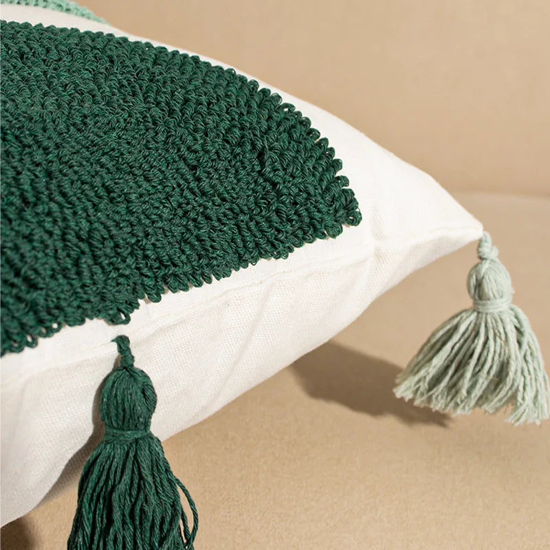housse coussin bohème géométrique franges polyester 45x45cm 30x50cm décoration salon chambre voiture