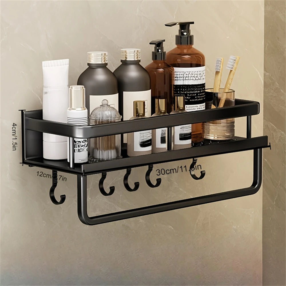 étagère murale moderne étagères aluminium noir serviettes bouteilles pots salle bain cuisine rangement gain
