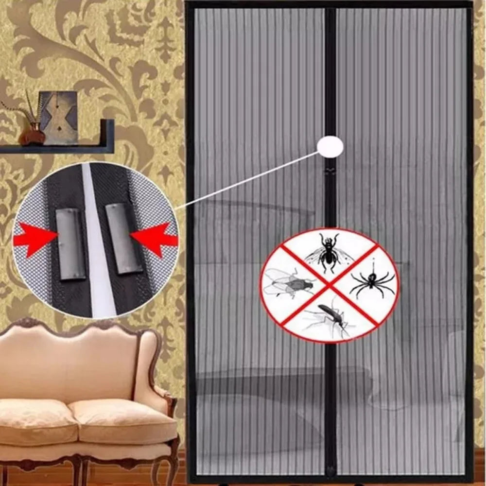 rideau porte aimants noir maille fine anti insectes moderne 80x210cm 90x210cm 100x210cm 110x210cm 120x210cm