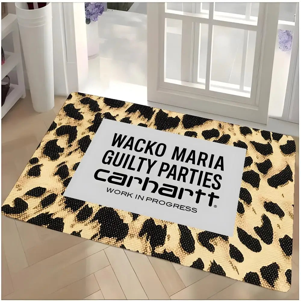 tapis moderne imprimé léopard beige noir résistant décoloration