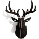 Décoration murale tête de cerf en bois puzzle 3D vue de face