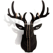 Décoration murale tête de cerf en bois puzzle 3D pour salon, bureau et bar - Ornement artisanal