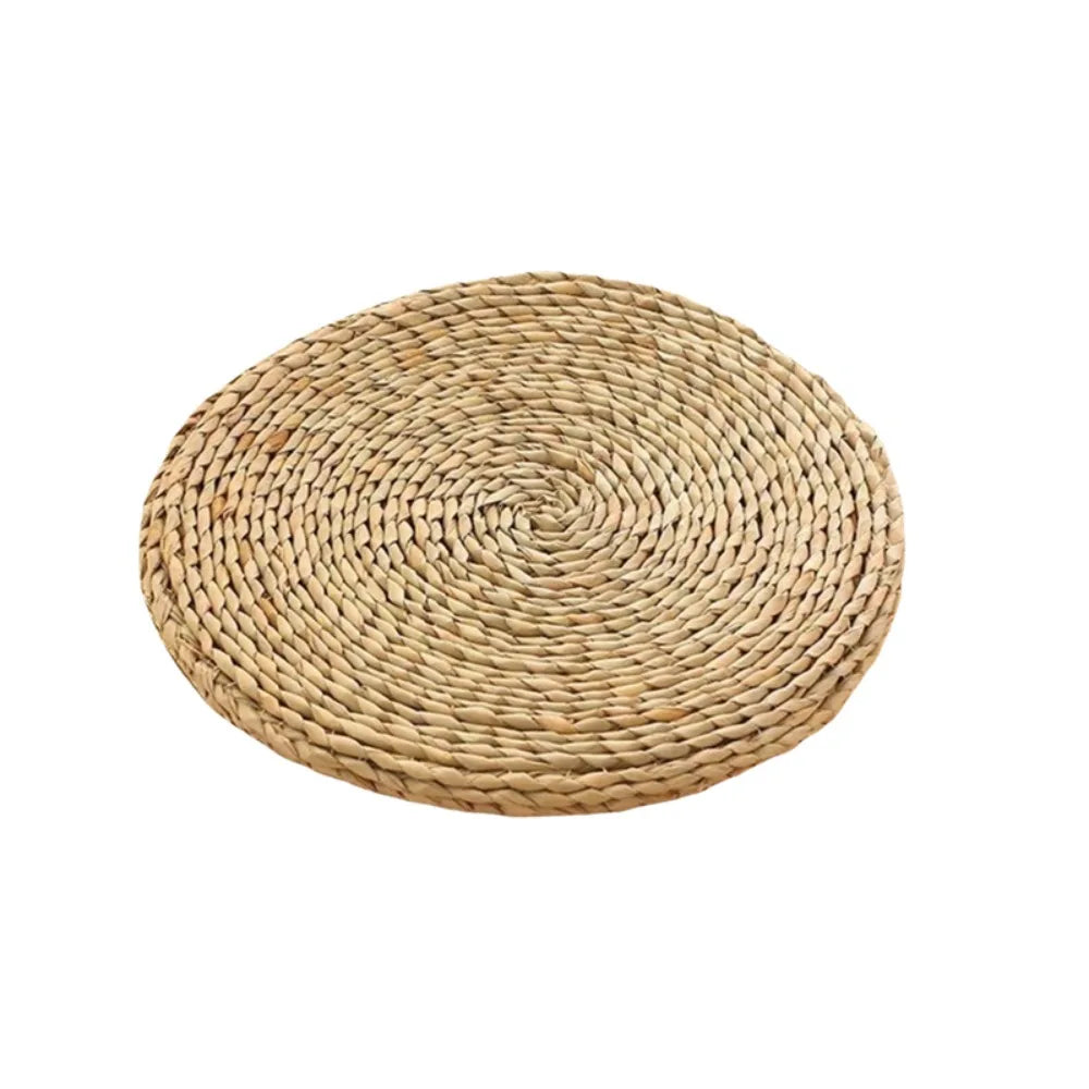 coussin sol rustique tissé motifs concentriques naturel antidérapant respirant épais yoga méditation