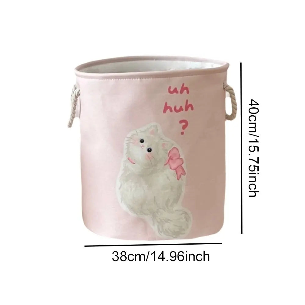 panier linge pliable bleu clair dessins animaux poignées corde utilisation multiple réutilisable