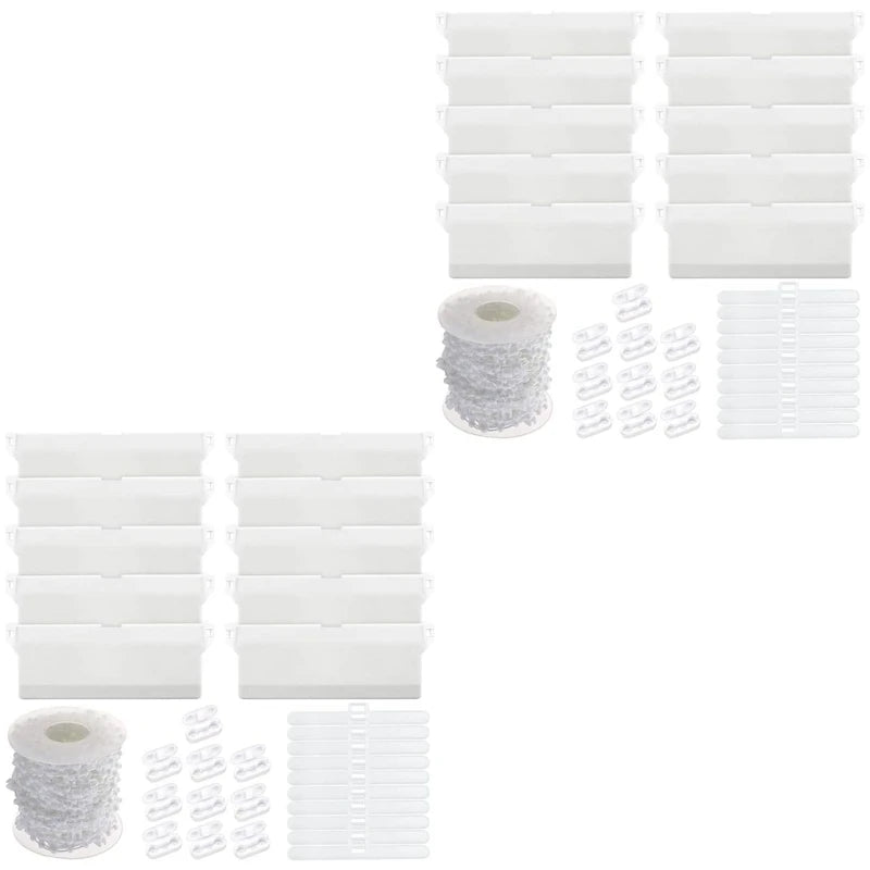 rideau lamelles blanc moderne 10m chaîne clips opaques 20pc set