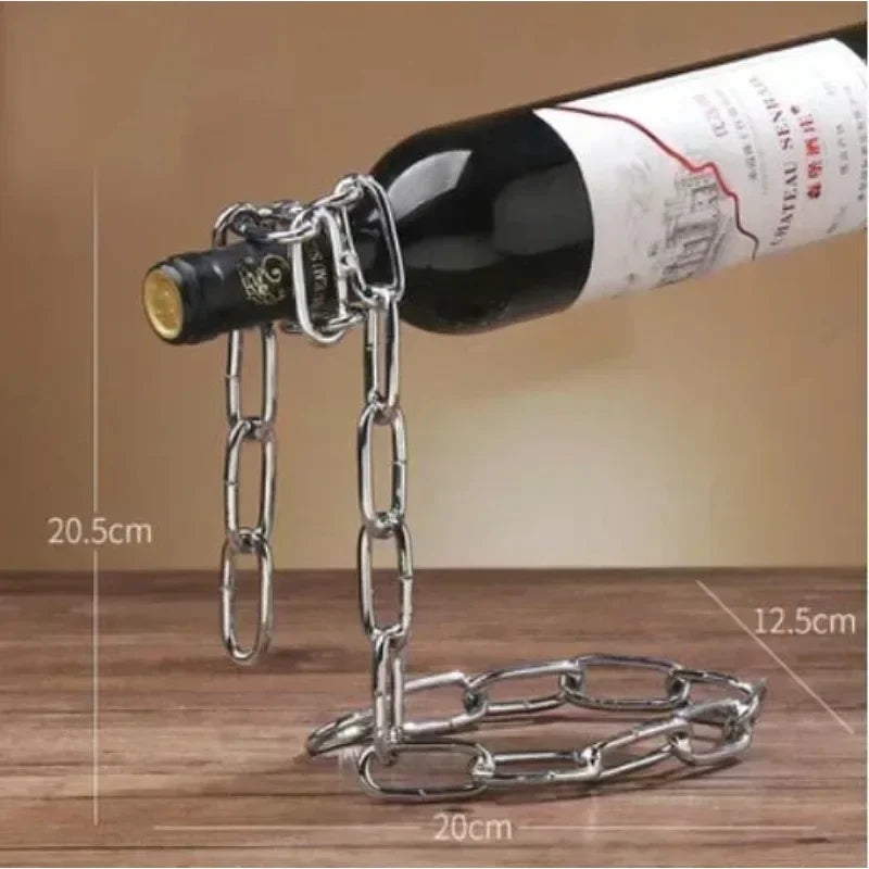 support bouteilles argent doré moderne chaînes métal decoration intérieur bar